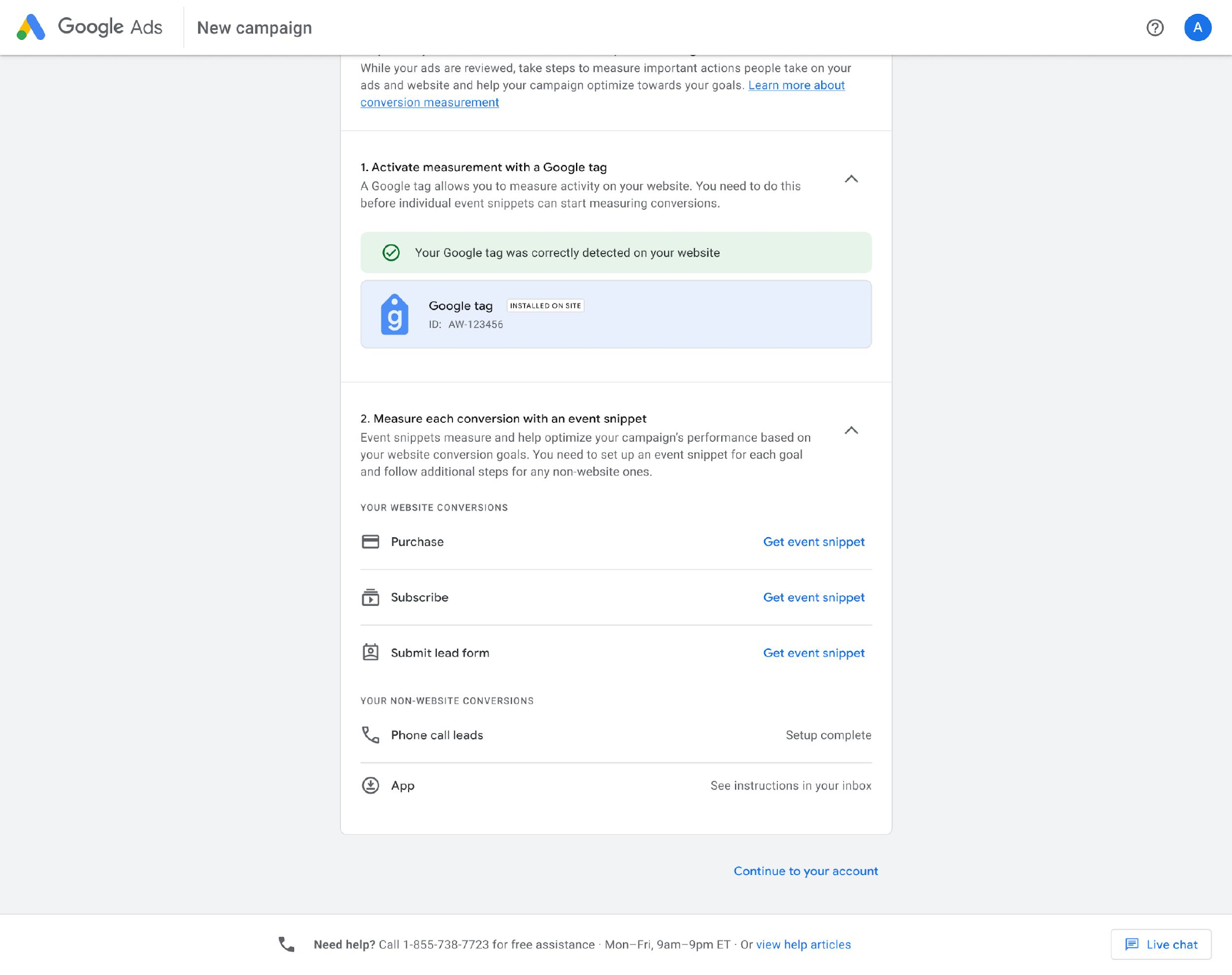 Google Ads — Conversion setup in onboarding (2)
