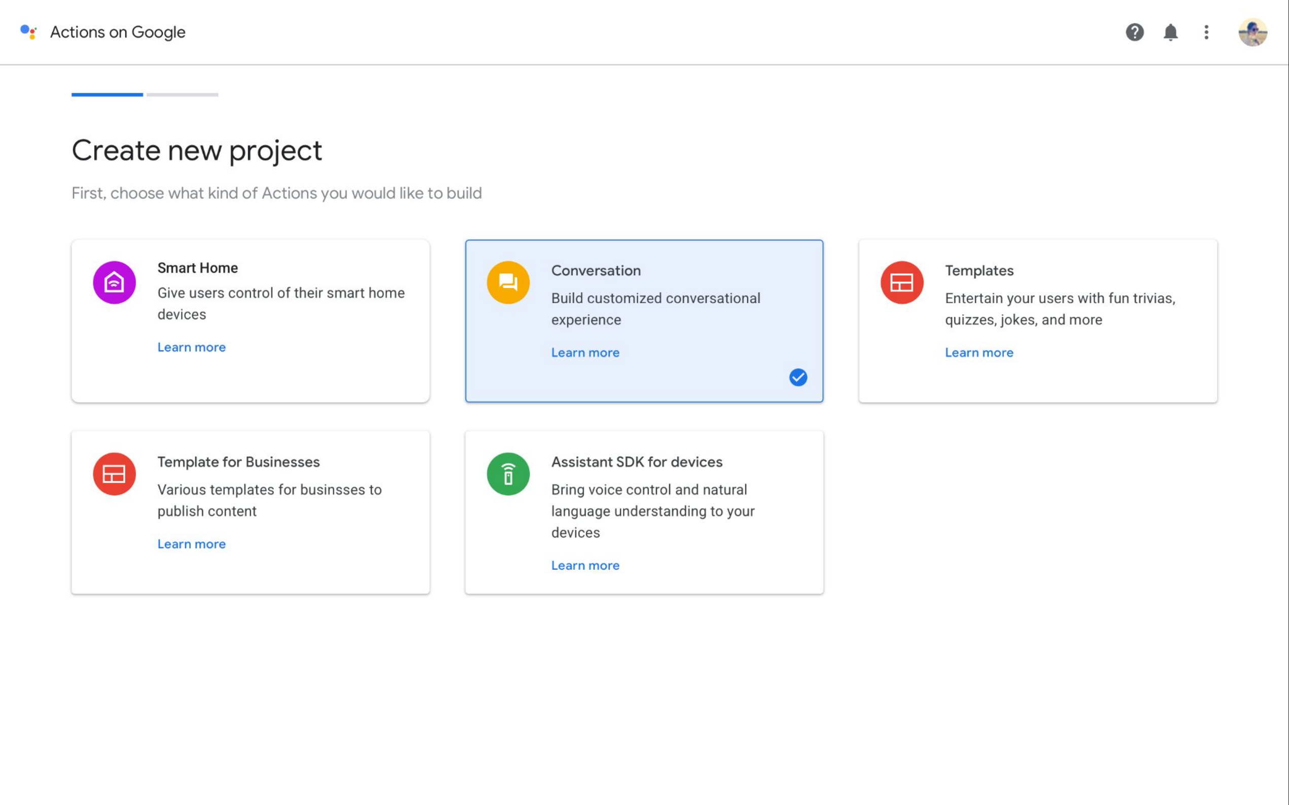 Google Assistant — Actions Developer Console (2)