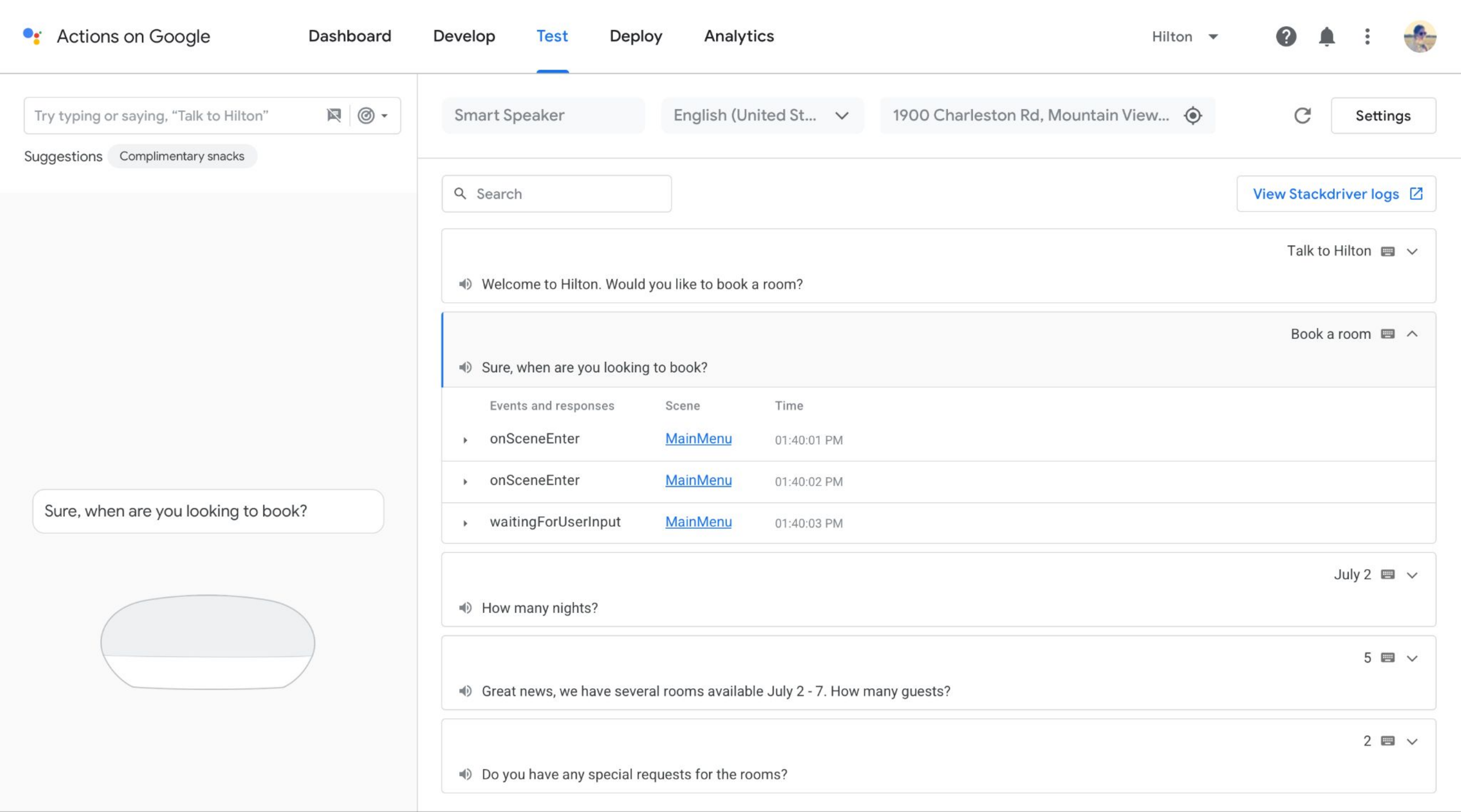Google Assistant — Conversation builder — Simulator (4)